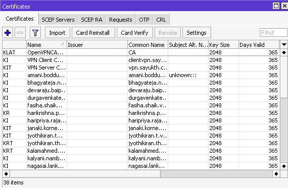 Certs Interface
