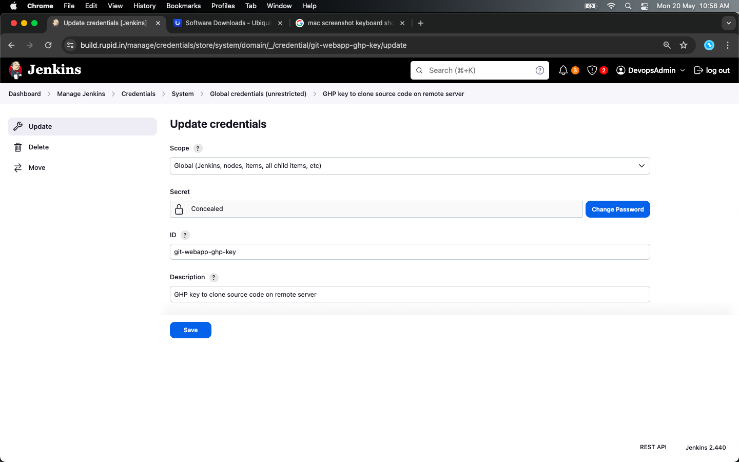 Configure Access token for git